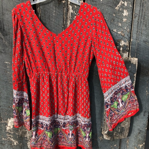 Live 4 Truth Dresses & Skirts - 2/$25 Live 4 truth Red Paisley Print Fall Boho Mini Dress Small
